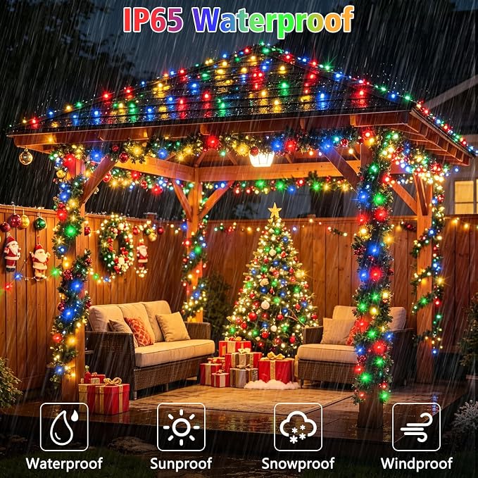 4 Pack Green Wire Fairy Lights Battery Operated Twinkle Lights | 16.4 Ft 50 LED Battery Christmas Lights Waterproof with Auto Timer 8 Modes for Xmas Wreath Tree Decor, Multicolor