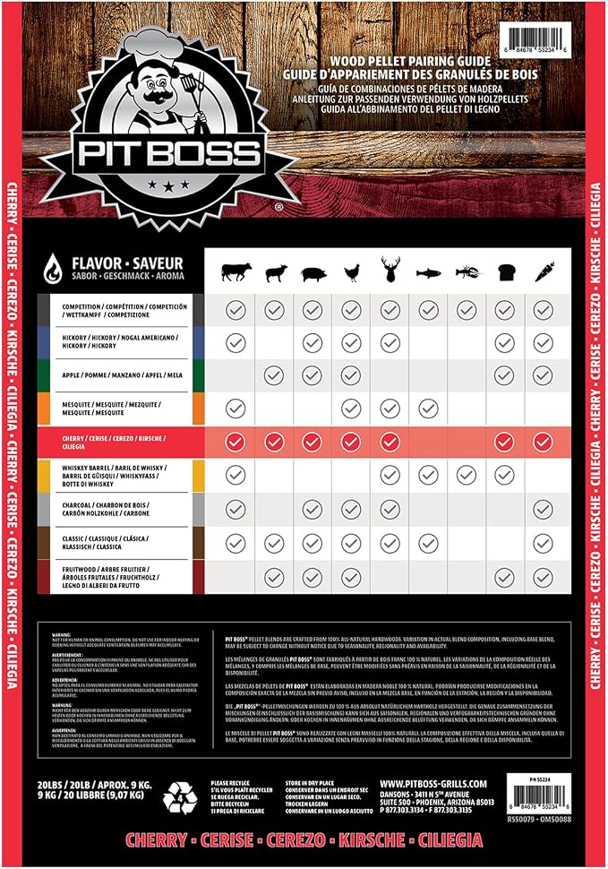 Pit Boss (20 Pound Cherry Blend) All Natural Hardwood BBQ Wood Pellets for Pellet Grills and Smokers (Pack of 2)