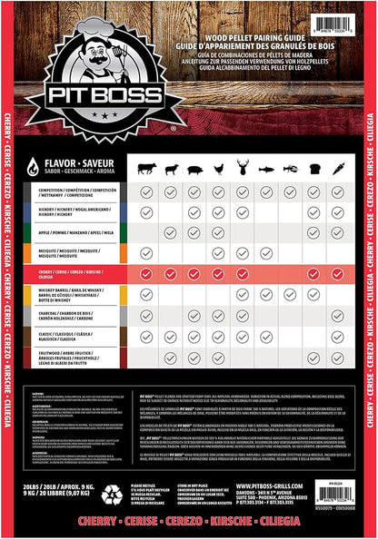 Pit Boss (20 Pound Cherry Blend) All Natural Hardwood BBQ Wood Pellets for Pellet Grills and Smokers (Pack of 2)