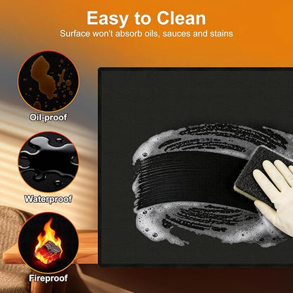 LETITIN Under Grill Mat for Outdoor Grill & Fire Pit, Black, Fireproof & Heat Resistant Fiberglass, Waterproof, Oil-Proof (70x48 Inch)