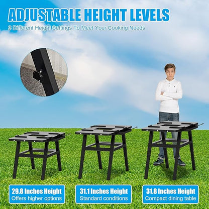 Grill Stand for Ninja Woodfire Outdoor Grills, Portable Adjustable Grill Cart Table for Ninja XSKUNSTAND OG700 OG800 OG900 OO101 Series & for Artisan MO201 Pizza Oven Stand Accessories with Shelves