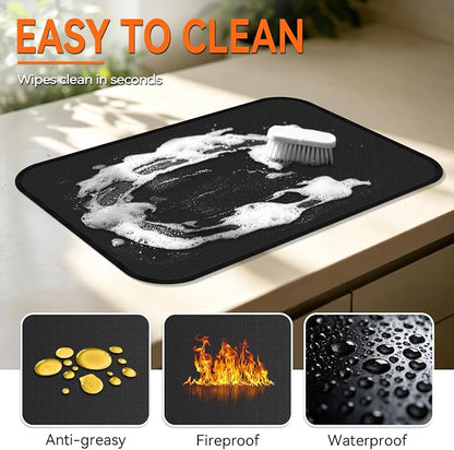 39"x25" Under Grill Mats for Blackstone Tabletop-[Fireproof] [Oil-proof] | Waterproof Silicone Coating,Double Fiberglass,Easy to CLean,Small Grill Grease Mat,Camping Outdoor and RV Travel,BBQ,Fire Pit