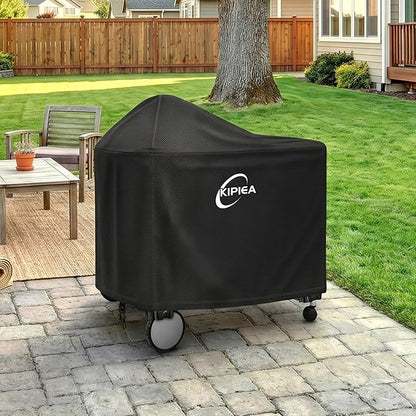 Kipiea 600D Heavy Duty Grill Cover for Weber Summit Kamado S6 Charcoal Grill - Charcoal Grill Cover with 4 Buckles, Wind Resistant Anti UV & No Tears(56" W X 36" D X 44.5" H)