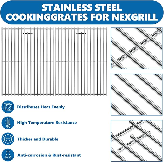 Replacement Parts for Nexgrill 4-Burner 720-0830 720-0830H 720-0830D 720-0783C, Stainless Steel Grill Grate, Heat Shield Plates, Burner Tubes, Igniters Kit for ‎‎Cuisinart CGG-7400 Replacement Parts