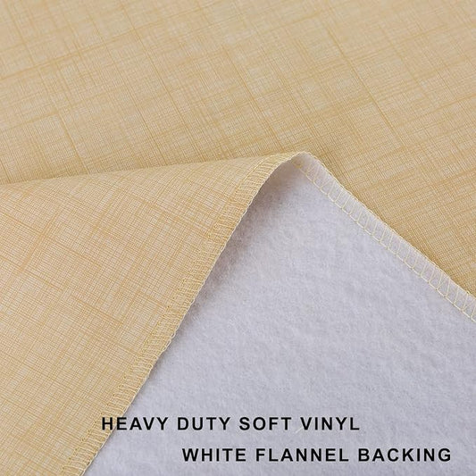 LIBERECOO Vinyl Tablecloth with Flannel Backing, Champagne, Waterproof, Stain-Resistant, Easy-Clean Table Cover for Dining, Kitchen, and Outdoor Use, 60" x 60" Square