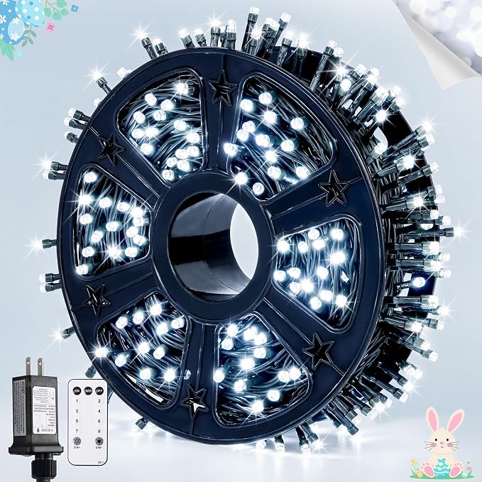 JMEXSUSS 400 LED White Christmas Lights Outdoor with 8 Modes | 132ft Christmas Tree Lights with Remote, Indoor String Lights Plug in for House Party Holiday Xmas Bush Decor