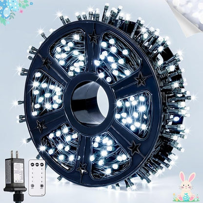 JMEXSUSS 400 LED White Christmas Lights Outdoor with 8 Modes | 132ft Christmas Tree Lights with Remote, Indoor String Lights Plug in for House Party Holiday Xmas Bush Decor