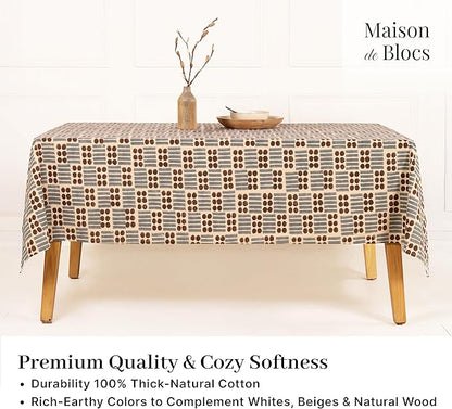 100% Cotton Hand Block Printed, Tablecloth for Kitchen, Dining, Table Cover for Parties, Chritmas, Weddings, Barbecues and Summer picnics Table Cloth