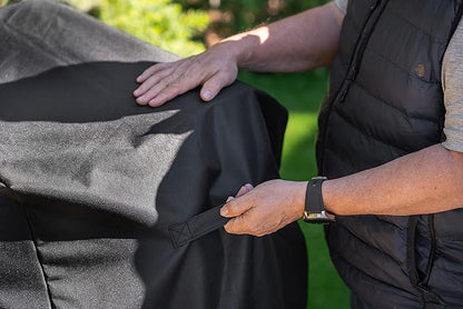 Kenmore 33 Inch Gas Grill Cover for Outdoor Grill, Universal BBQ Grill Cover for 2- and 3-Burner Gas Grill, Weatherproof, UV- and Fade-Resistant with Hook & Loop Straps, Black