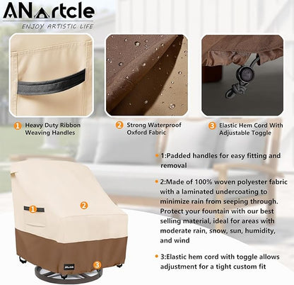 ANartcle Swivel Patio Chair Cover 4 Pack,600D Waterproof Heavy Duty Outdoor Chair Cover(30 W x 34 D x 36 H inches),Patio Furniture Covers,Outdoor Furniture Covers Waterproof,Beige&Brown