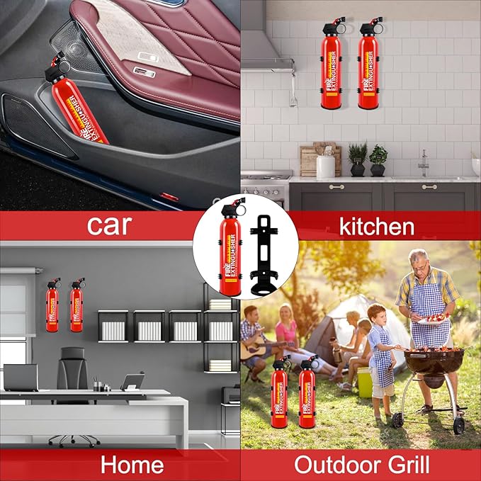Fire Extinguishers with Mount Bracket - 3 Packs Small Portable Fire Extinguisher for Home, Kitchen, Car, Boat, RV, Vehicle - 620ml Water-Based Fire Extinguisher for Class A, B, C, K Fire
