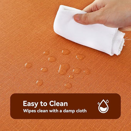 Romanstile Halloween 100% Waterproof PVC Tablecloth, Rectangle Oil Spill Proof Stain Resistant Vinyl Table Cloth, Wipe Clean Plastic Table Covers for Kitchen/Dining/Parties - 54 x 78 Inch, Orange