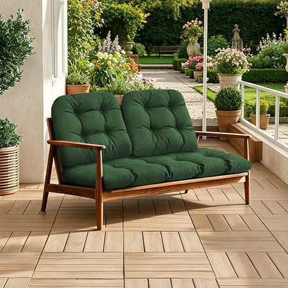 Outdoor Wicker Chair Cushion, 44×19×4 in, Waterproof, Forest Green | Waterproof Wicker Furniture Cushions, Fade Resistant, 3 Piece Patio Furniture Cushions Set for Bench, Loveseat, Swing, Settee