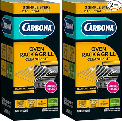 Carbona Oven Rack & Grill Cleaner | Eliminates Thick Grease & Build-Up | Griddle & BBQ Cleaning Solution | 16.8 Fl Oz, 2 Pack