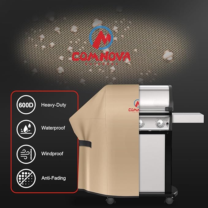 Comnova Grill Cover 60 Inch - 600D BBQ Cover for Outdoor Grill Waterproof and Heavy Duty, 60 Inch Barbecue Gas Grill Covers for Weber, Char-Broil, Nexgrill, Dyna-glo, Monument, Brinkmann and More