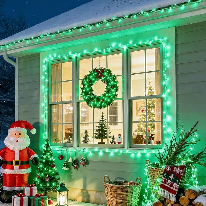 33ft St Patrick's Day Decorations Lights, 100 LED Green Wire Fairy Starry String Lights Plug in, 16 Lighting Modes, for Indoor Outdoor Xmas Tree Wedding Party Decoration (Green)
