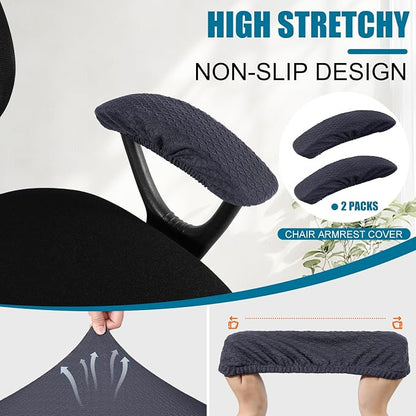 Smiry Office Computer Chair Armrest Covers, 2PCs Anti-dust Arm Rest Pad | Removable Washable Desk Chair Arm Pad Covers, Dark Grey