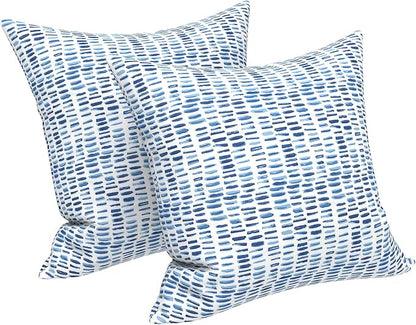 LVTXIII Outdoor Pillow Covers 20x20 Inch, 2 Pack Large Square Throw Pillow Cases, Fade-Resistant Cushion Covers for Patio Furniture Sofa, Garden Porch, A Pebble Blue
