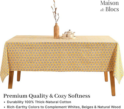 100% Cotton Hand Block Printed, Tablecloth for Kitchen, Dining, Table Cover for Parties, Chritmas, Weddings, Barbecues and Summer picnics Table Cloth