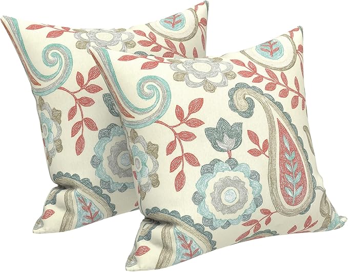 LVTXIII 2 Pack Outdoor Pillow Covers ONLY 18x18 Inch, Water-Repellent Square Decorative Cushion Covers for Patio Furniture, Garden, Sofa, Paisley Vintage