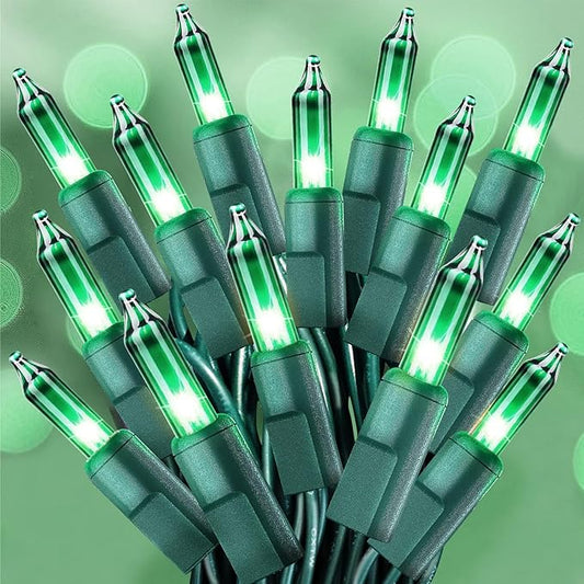 Green Christmas Lights, Green String Lights 25FT 100 Incandescent Bulbs with Green Wire for Christmas Tree, Garland, Indoor & Outdoor St Patricks Day Decoration