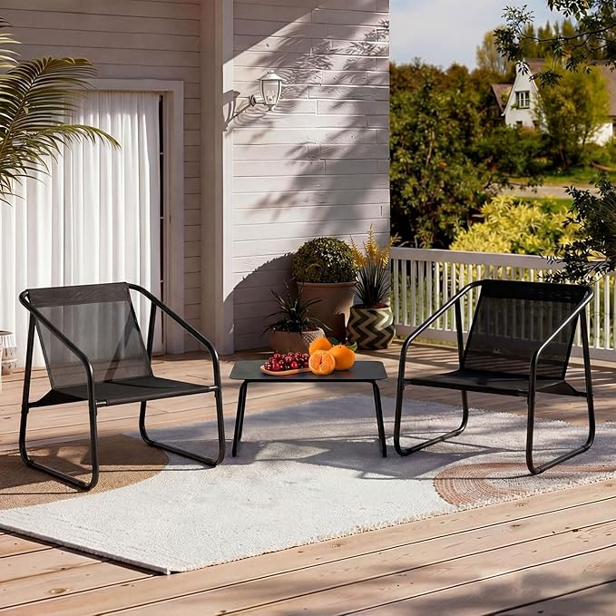 DUMOS 4 Piece Patio Furniture Set，Outdoor Patio Furniture Set with Table and Chairs, Patio Sectional Bistro Sets for Lawn, Garden, Balcony, Poolside Blake