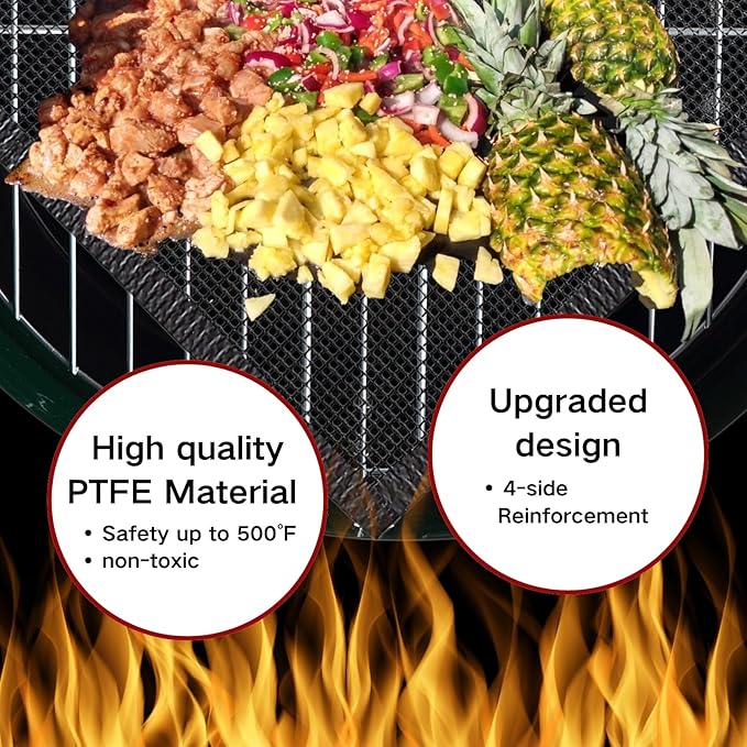 2 Pack Grill Mesh, Non Stick BBQ & Baking Mats, Heavy Duty, Reusable and Easy to Clean, Works on Gas, Charcoal and Electric BBQ (15.7 x 13 Inch x 2 pcs)