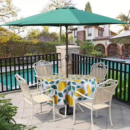 EHouseHome Outdoor and Indoor 60inch Round Tablecloth with Umbrella Hole and Zipper, Waterproof Zippered Patio Table Cloths, Spring/Summer Table Covers for Backyard Circular Table/BBQs/Picnic