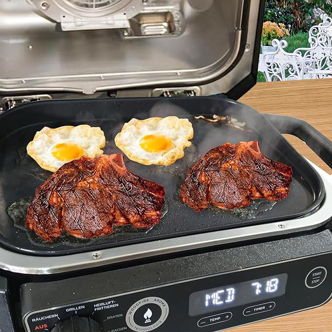 Grill Griddle Plate XSKGRIDLXL Griddle Pan for Ninja Woodfire Pro XL OG800 OG900 Series, Heavy-Duty Non-Stick Griddle Pan with Oil Hole, Ninja Grill Flat Top Griddle Plate Accessories OG850 OG951