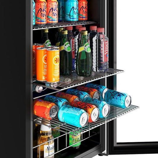 EdgeStar BWC121 19 Inch Wide 105 Can Capacity Extreme Cool Beverage Center - Stainless Steel | Freestanding, 105 Can Capacity, Reversible door, Digital Display, LED Light, Stainless Steel