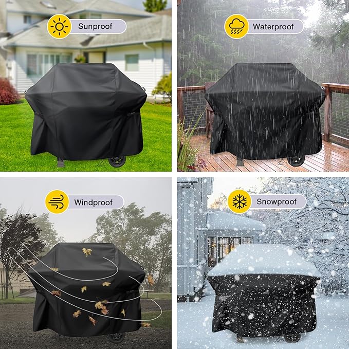 Customizable Outdoor Grill Cover - Waterproof, Anti-UV, Fade Resistant Protective Cover for Flat Top Griddles, Barrel, Gas & Charcoal BBQ Grills - Available in Custom Shapes & Sizes (Black)