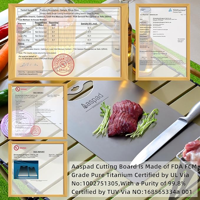 Pure Titanium Cutting Board Non-Toxic for Kitchen Washable Portable Lightweight Metal Chopping Board Dishwasher Safty Suit for Home Cooking and Outside Camping