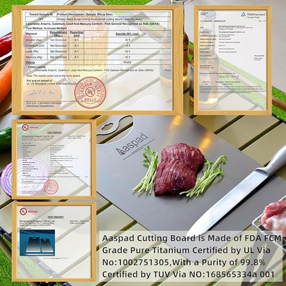 Pure Titanium Cutting Board Non-Toxic for Kitchen Washable Portable Lightweight Metal Chopping Board Dishwasher Safty Suit for Home Cooking and Outside Camping