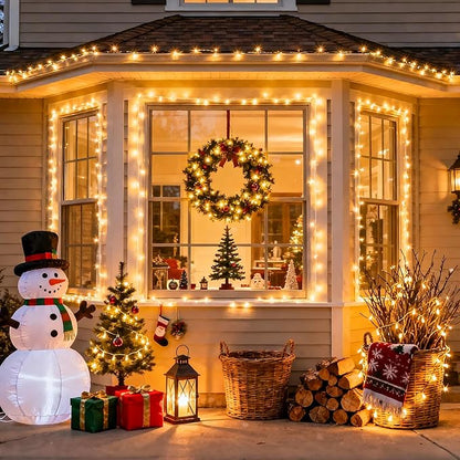 JMEXSUSS 500 LED Warm White Christmas Lights Indoor Outdoor, 163ft Clear Wire Plug-in String Lights Bedroom, 8 Modes Remote Control Christmas Tree Light for Bedroom Tree Classroom