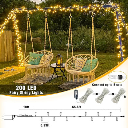 200 LED String Lights Indoor 66FT Warm White Christmas Lights Outdoor | Connectable Twinkle Fairy Lights Plug in 8 Modes Clear Wire for Classroom Xmas Tree Decorations
