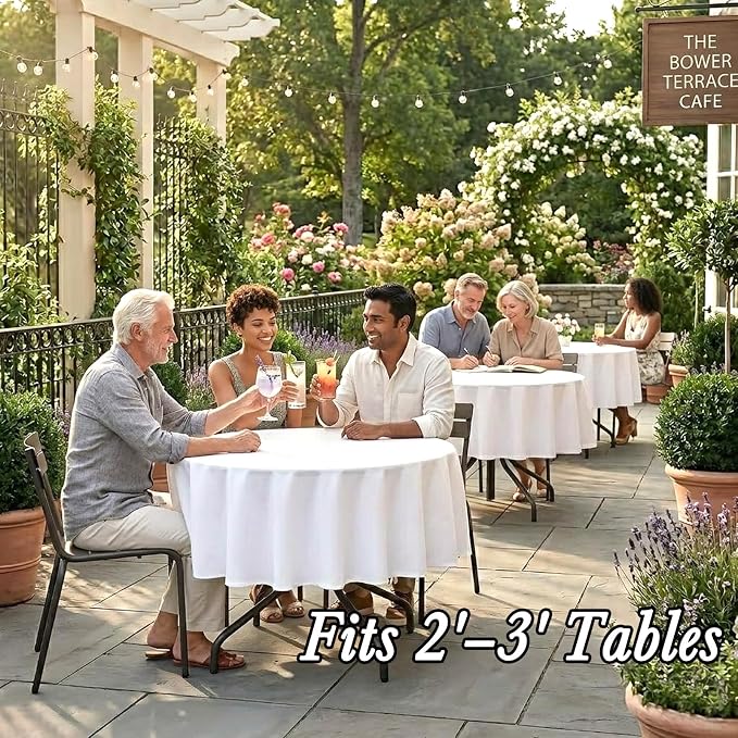 8 Pack White Round Tablecloth 70 Inch | For 2Ft-3Ft Round Table, Wrinkle Resistant Table Cloth, Washable Polyester Fabric, For Wedding Party Banquet Buffet Camping