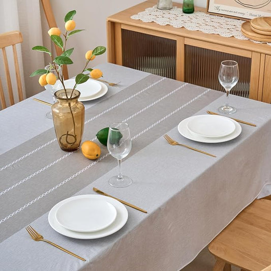 NLMUVW Vinyl Tablecloth with Flannel Backing Square, 100% Waterproof Grey Print PVC Table Cloth Oil Proof Wipe Clean Table Cover for Dining Party Camping Outdoor, 54 X 54 Inch