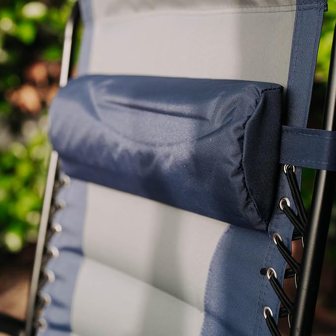 Backyard Expressions Deluxe XL Padded Recliner Zero Gravity Chair – Ergonomic Anti-Gravity Lounger with Folding Design, Side Tray, and Adjustable Headrest