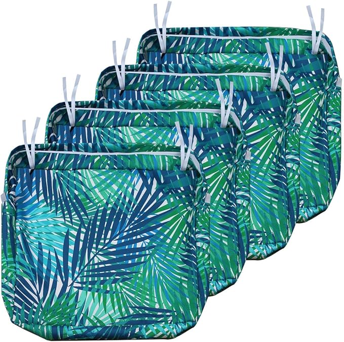 NettyPro Outdoor Cushion Slipcovers Waterproof 4 Pack Patio Chair Seat Cushion Covers with Zipper and Tie, 18 x 18 x 2 Inch, Replacement Cover Only