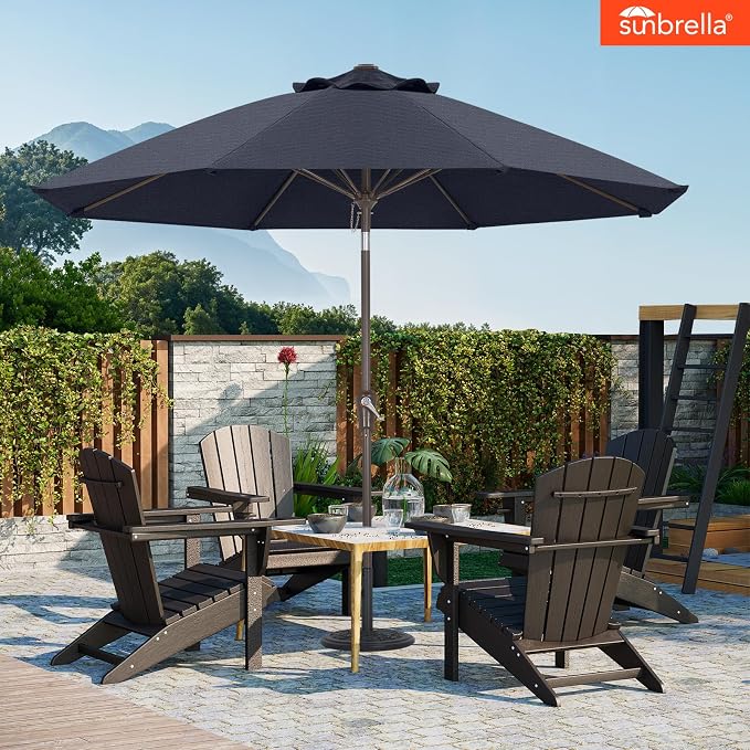 ABCCANOPY 10-Year No Fading 9FT Patio Umbrella, Acrylic Outdoor Table Umbrella with 8 Sturdy Ribs for Deck, Backyard, Garden, Yard (Blue Navy)