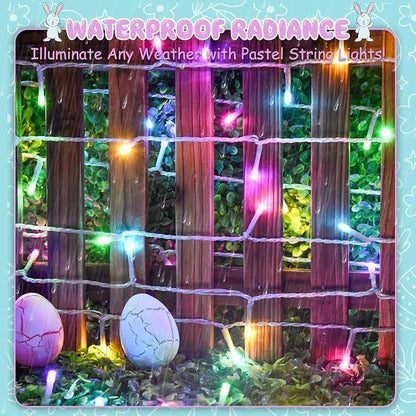 cshare Easter String Lights Battery Operated, Pastel Easter Lights with Timer 9.8ft 30LED Transparent Wire Fairy Lights for Easter Decorations Garland Outdoor Indoor Party 2 Packs