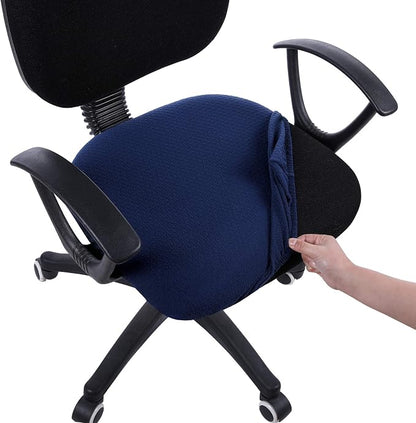 Smiry Office Computer Chair Seat Covers for Desk, Anti-dust Protector | Stretch Jacquard Removable Washable Desk Chair Seat Cushion Protectors, Navy Blue
