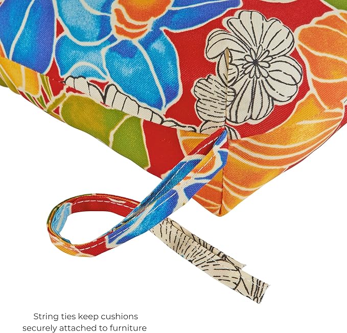 Modern Outdoor Chaise Lounge Cushion with Ties – Durable Polyester Fabric, Channel-Filled Polyfiber Insert, Removable Zippered Cover, Aloha Red Floral