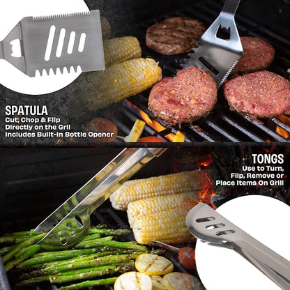 16-Piece BBQ Grill Accessories Set - Barbecue Tool Kit with Aluminum Case for Home Grilling - Great Gift for Birthday or Father’s Day by Home-Complete