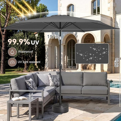 10 ft Patio Umbrella Outdoor with Push Button Tilt, Anthracite | UV Protection, Waterproof, Large Porch Deck Umbrella for Pool, Table, Garden, Backyard, Provides Shade