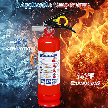 ABC Dry Chemical Fire Extinguisher, 2.5 lb 1A:10B:C Rated - Quick-Release Handle, Compact Portable Fire Safety Gear for Home Vehicle Boat RV Kitchen Grill