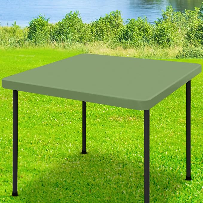 Moosfor Spandex Square Table Cloth, Elastic Fitted Tablecloths for Picnic, Stretch Washable Patio Table Cover for Outdoor, Camping, Banquet and Parties (Sage Green, 42"x42")