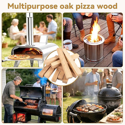 Pizza Oven Wood 19 Lbs Kiln-Dried Oak 8 Inch Mini Barkless Cooking Logs for Pizza Ovens, Grills & Smokers, Fits Ooni, Gozney, Solo Stove, for Camping, Fire Pits & Bonfires