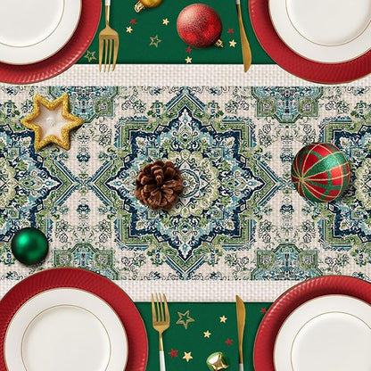 Mandala Table Runner,Dining Decor for Kitchen Coffee Table Family Dinners Holiday Parties Wedding Events Decor(13x72 inch)