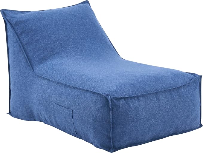 Christopher Knight Home Venny 48" L Outdoor Bean Bag Chair Set of 2, Fabric Bean Bag Chair for Adults and Kids, Indoor/Outdoor Sun Lounger, Patio Lounge Chair Set of 2, Navy Blue